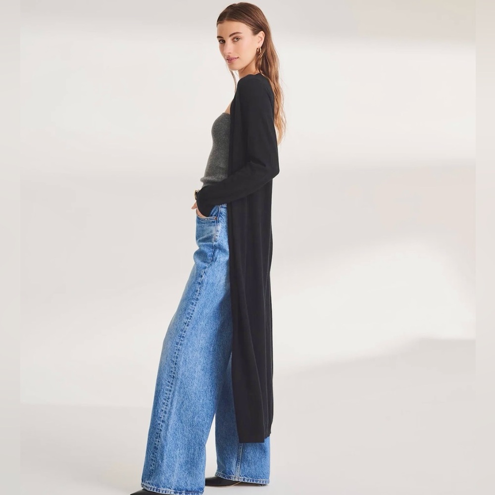 Brand new, sold out Garnet Hill ๐ฏ% Cashmere Easy Duster Black - Picture 3 of 9